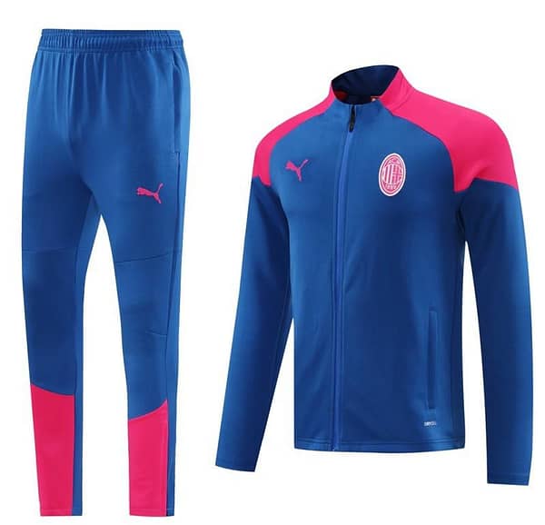 24/25 AC Milan Blue/Red Full Zipper Jacket +Long Pants