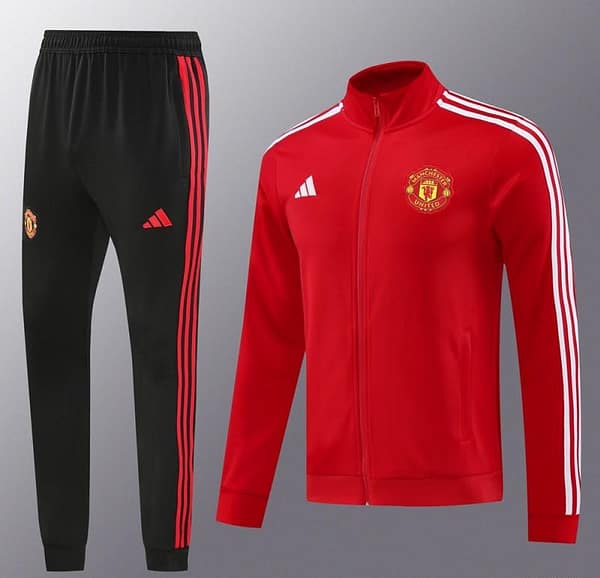 24/25 Manchester United Red Full Zipper Jacket +Long Pants - Image 15