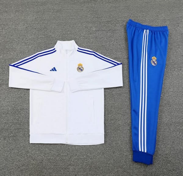 24/25 Real Madrid White Full Zipper Jacket +Long Pants - Image 11