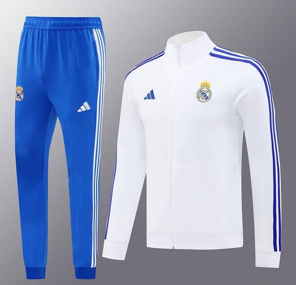 24/25 Real Madrid White Full Zipper Jacket +Long Pants - Image 14
