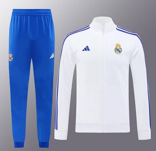 24/25 Real Madrid White Full Zipper Jacket +Long Pants - Image 15