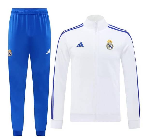 24/25 Real Madrid White Full Zipper Jacket +Long Pants - Image 16