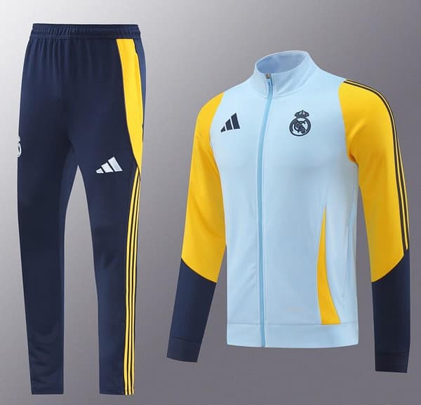 24/25 Real Madrid Light Blue/Yellow Full Zipper Jacket +Long Pants - Image 21