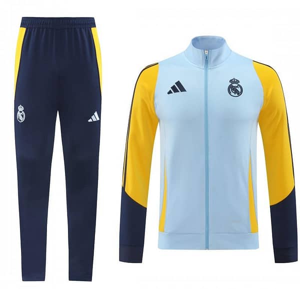 24/25 Real Madrid Light Blue/Yellow Full Zipper Jacket +Long Pants - Image 23