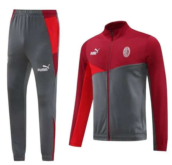 24/25 AC Milan Red/Grey Full Zipper Jacket +Long Pants
