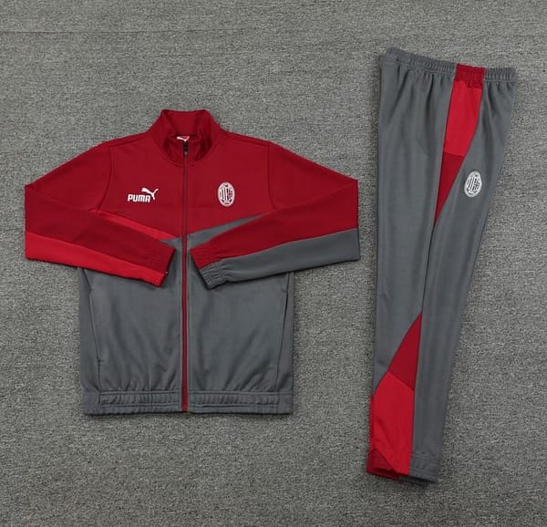 24/25 AC Milan Red/Grey Full Zipper Jacket +Long Pants - Image 12