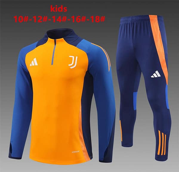 24/25 Kids Juventus Orange Half Zipper Jacket+Long Pants