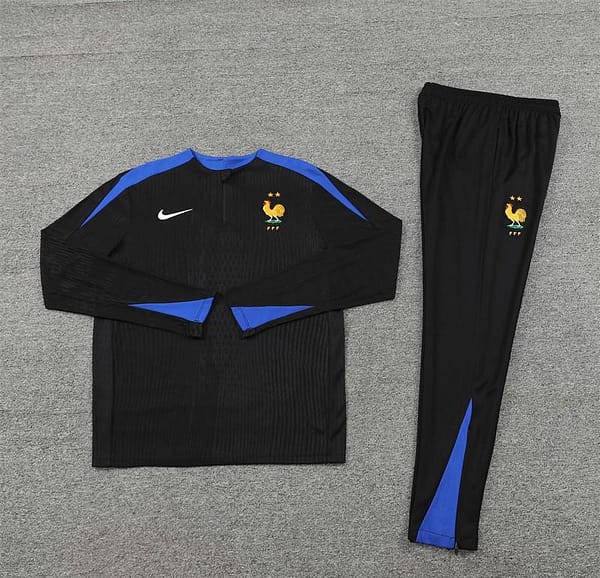 Player Version 2024 France Black Half Zipper Jacket+Long Pants - Image 2
