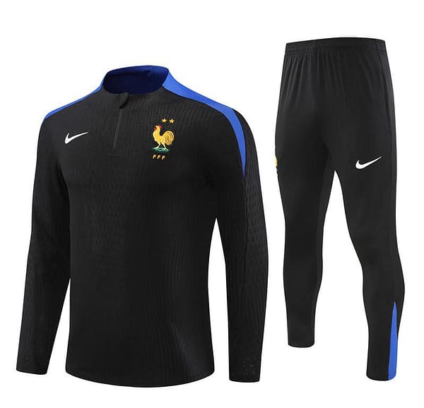 Player Version 2024 France Black Half Zipper Jacket+Long Pants - Image 16