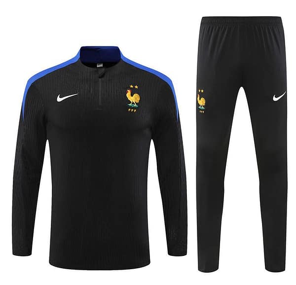 Player Version 2024 France Black Half Zipper Jacket+Long Pants - Image 18