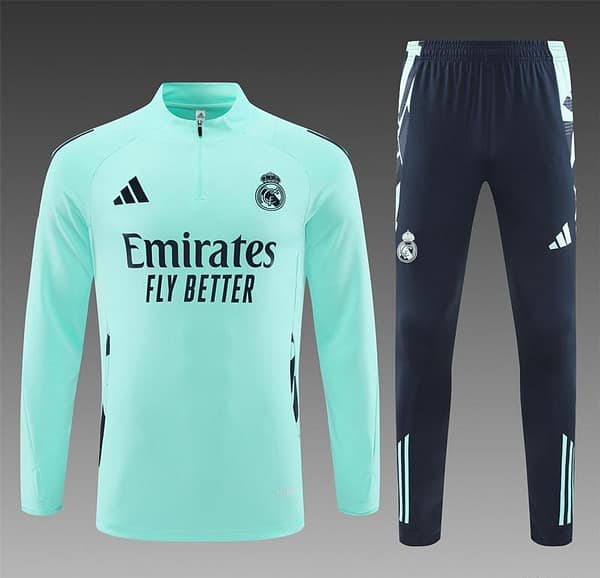 24/25 Real Madrid Lake Blue Half Zipper Jacket+Long Pants - Image 18
