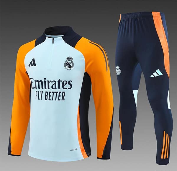 24/25 Real Madrid Light Blue/Orange Half Zipper Jacket+Long Pants