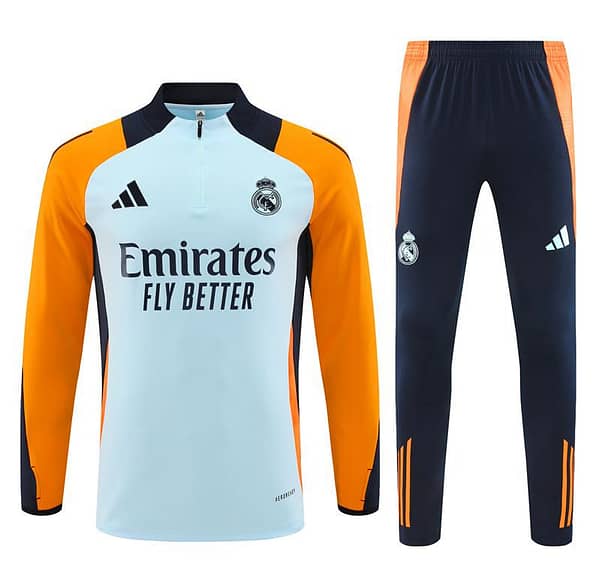 24/25 Real Madrid Light Blue/Orange Half Zipper Jacket+Long Pants - Image 19