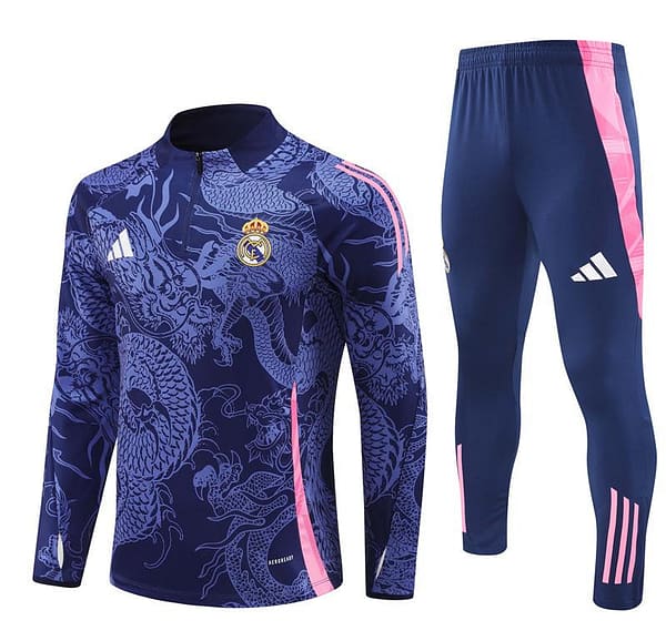 24/25 Real Madrid Navy Dragon Half Zipper Jacket+Long Pants - Image 17