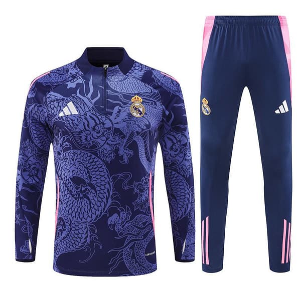 24/25 Real Madrid Navy Dragon Half Zipper Jacket+Long Pants - Image 19