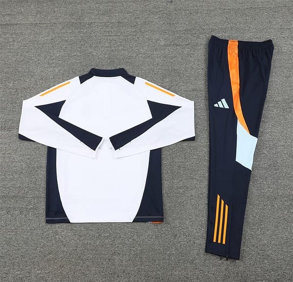 24/25 Kids Real Madrid White Half Zipper Jacket+Long Pants - Image 8