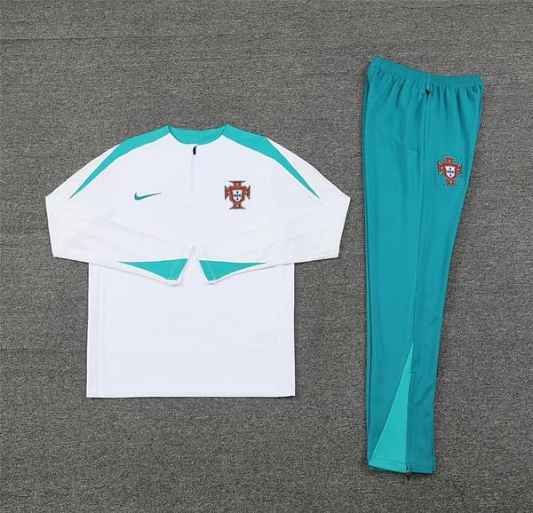 2024 Portugual White Half Zipper Jacket+Long Pants - Image 13