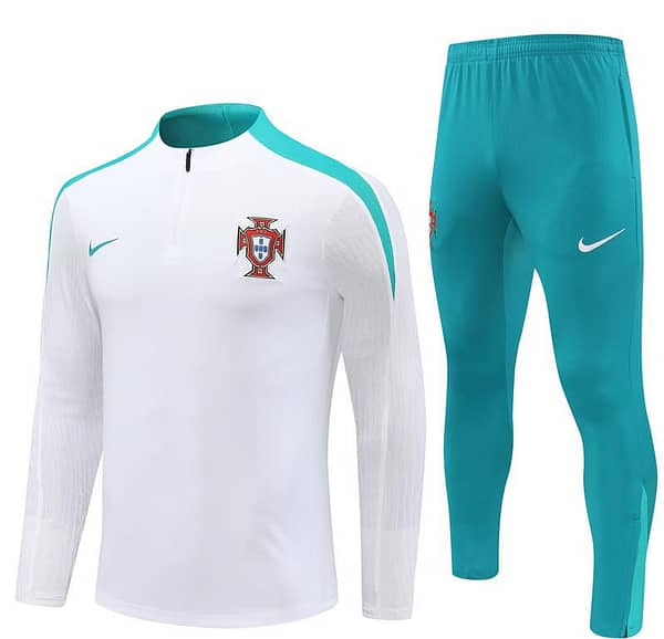 2024 Portugual White Half Zipper Jacket+Long Pants - Image 16