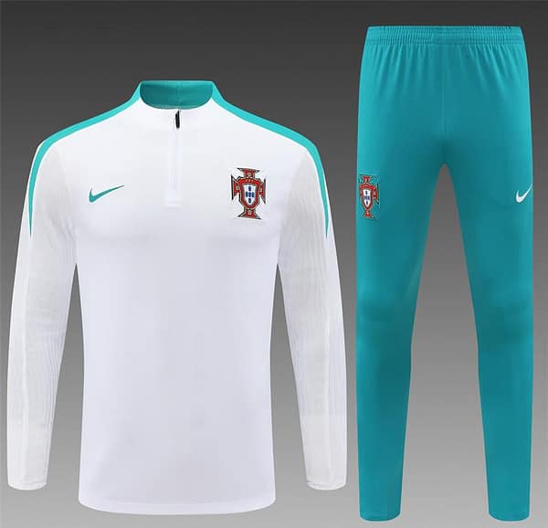 2024 Portugual White Half Zipper Jacket+Long Pants - Image 17