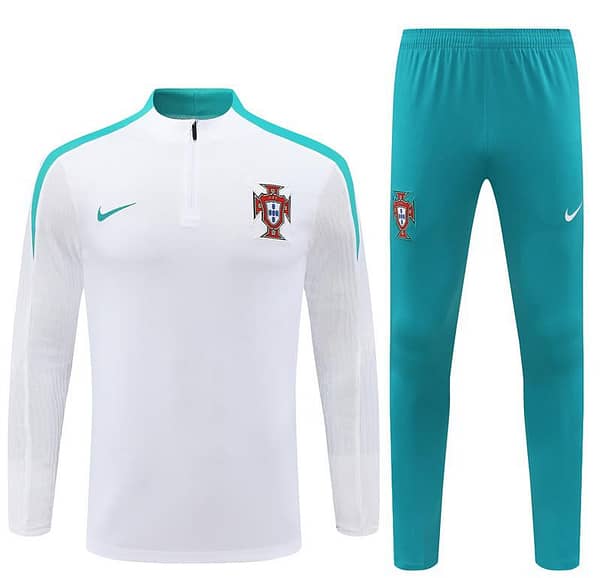2024 Portugual White Half Zipper Jacket+Long Pants - Image 18