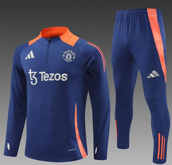 24/25 Manchester United Navy Half Zipper Jacket+Long Pants