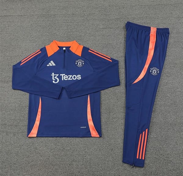 24/25 Manchester United Navy Half Zipper Jacket+Long Pants - Image 14