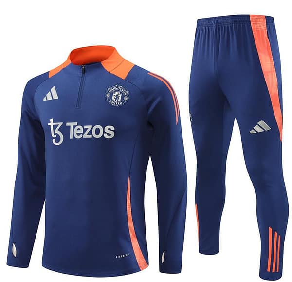 24/25 Manchester United Navy Half Zipper Jacket+Long Pants - Image 17