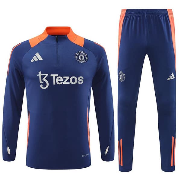 24/25 Manchester United Navy Half Zipper Jacket+Long Pants - Image 19