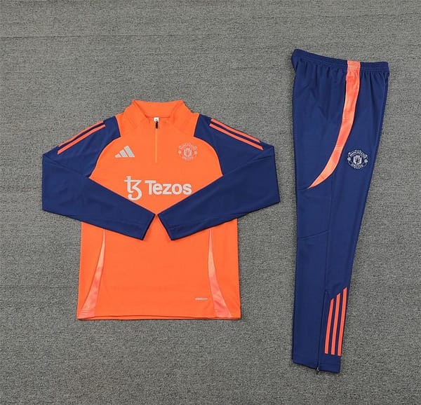 24/25 Manchester United Orange Half Zipper Jacket+Long Pants - Image 13