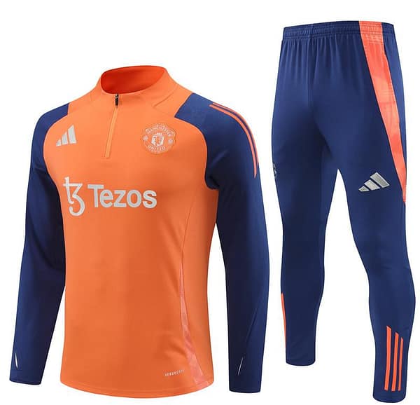 24/25 Manchester United Orange Half Zipper Jacket+Long Pants - Image 17