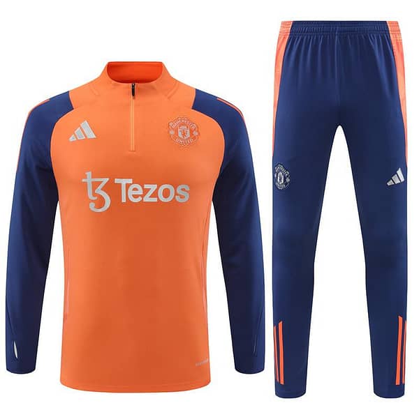 24/25 Manchester United Orange Half Zipper Jacket+Long Pants - Image 19