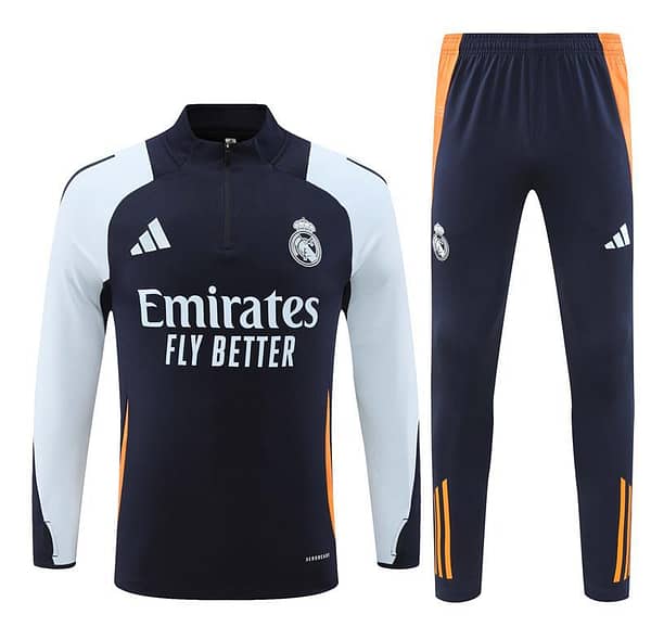 24/25 Real Madrid White/Navy Half Zipper Jacket+Long Pants - Image 19