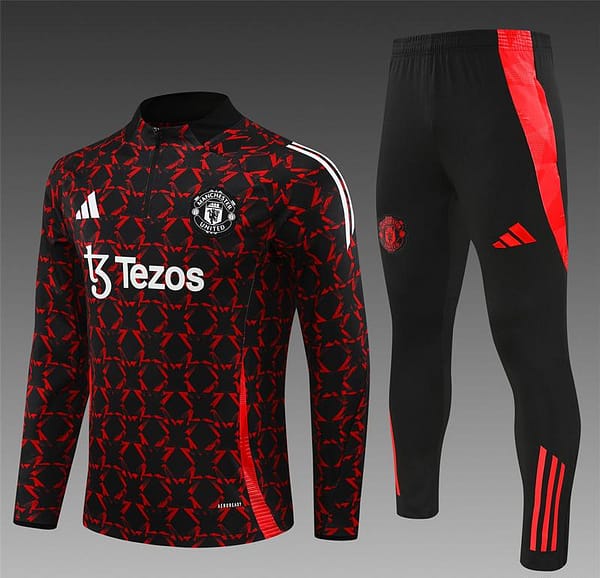 24/25 Manchester United Black/Red Special Half Zipper Jacket+Long Pants