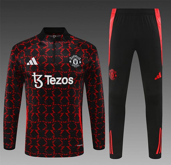 24/25 Manchester United Black/Red Special Half Zipper Jacket+Long Pants - Image 18