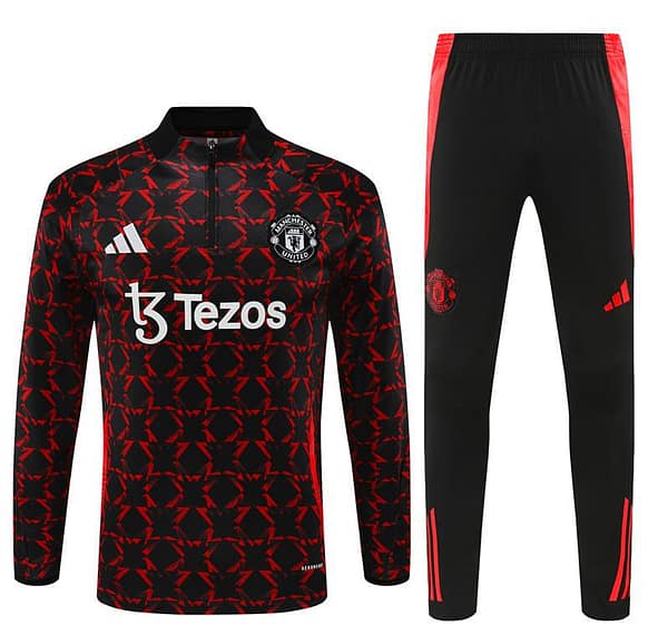 24/25 Manchester United Black/Red Special Half Zipper Jacket+Long Pants - Image 19