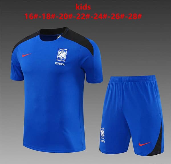 2024 Kids South Korea Blue Short Sleeve Jersey+Shorts