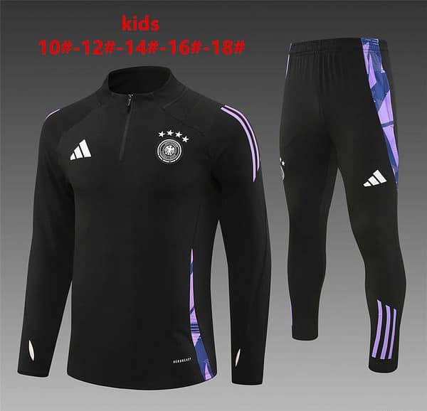 2024 Kids Germany Black Half Zipper Jacket+Long Pants