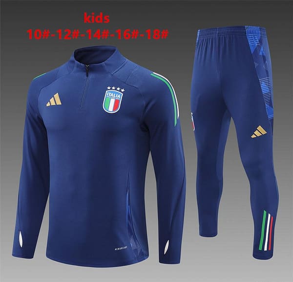 2024 Kids Italy Navy Half Zipper Jacket+Long Pants