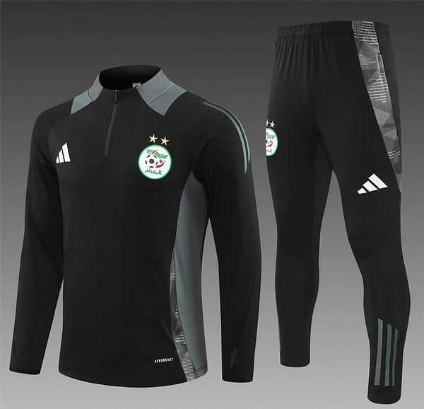 2024 Algeria Black Half Zipper Jacket+Long Pants