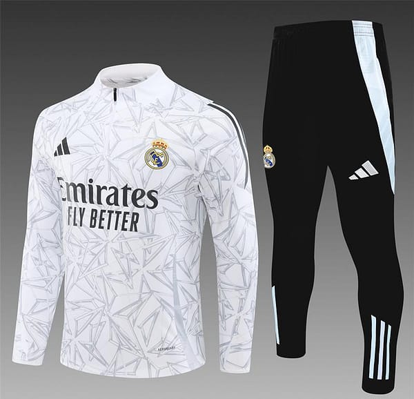 24/25 Real Madrid White Special Half Zipper Jacket+Long Pants