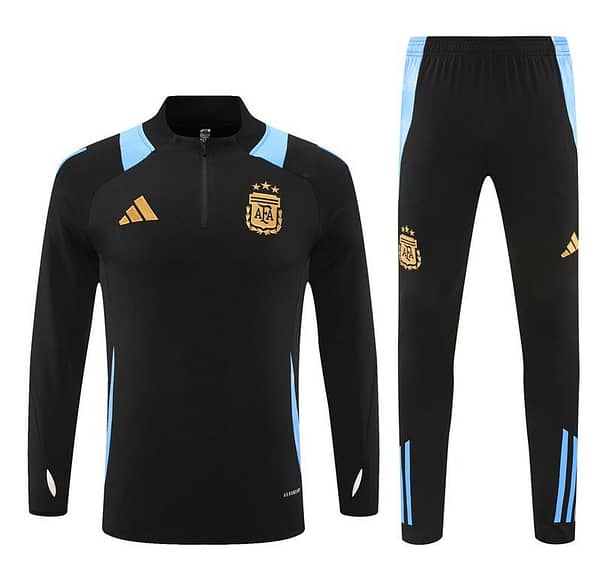2024 Argentina Black Half Zipper Jacket+Long Pants - Image 19