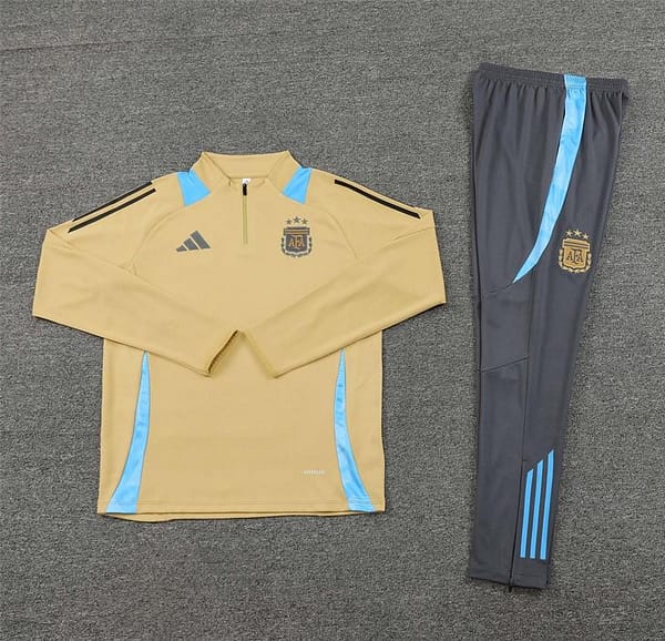 2024 Argentina Golden Half Zipper Jacket+Long Pants - Image 14
