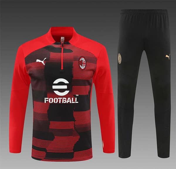 24/25 AC Milan Red Half Zipper Jacket+Long Pants - Image 17