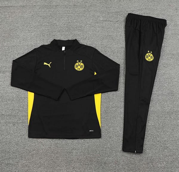 24/25 Borussia Dortmund Black Half Zipper Jacket+Long Pants - Image 14