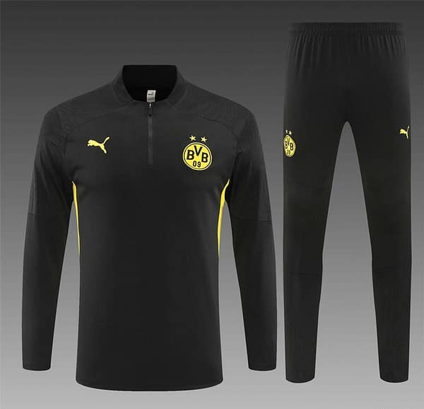 24/25 Borussia Dortmund Black Half Zipper Jacket+Long Pants - Image 18