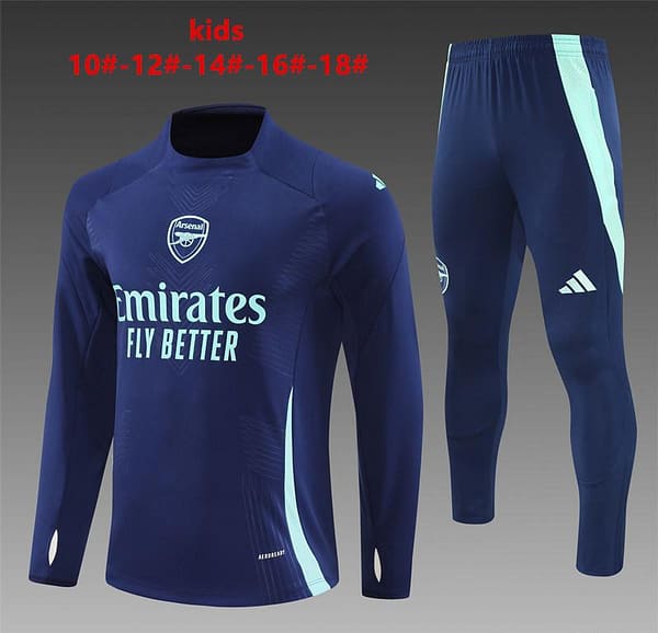 24/25 Kids Arsenal Blue Half Zipper Jacket+Long Pants