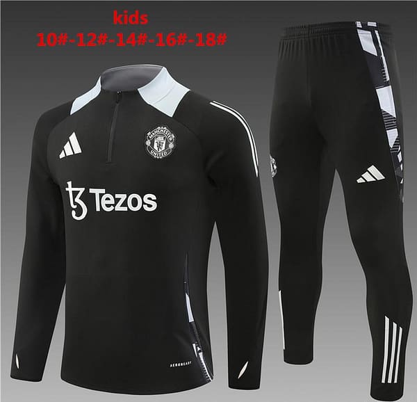24/25 Kids Manchester United Black Half Zipper Jacket+Long Pants