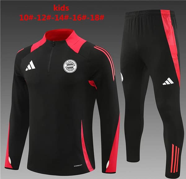 24/25 Kids Bayern Munich Black Half Zipper Jacket+Long Pants
