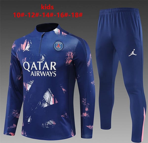 24/25 Kids PSG Navy Half Zipper Jacket+Long Pants