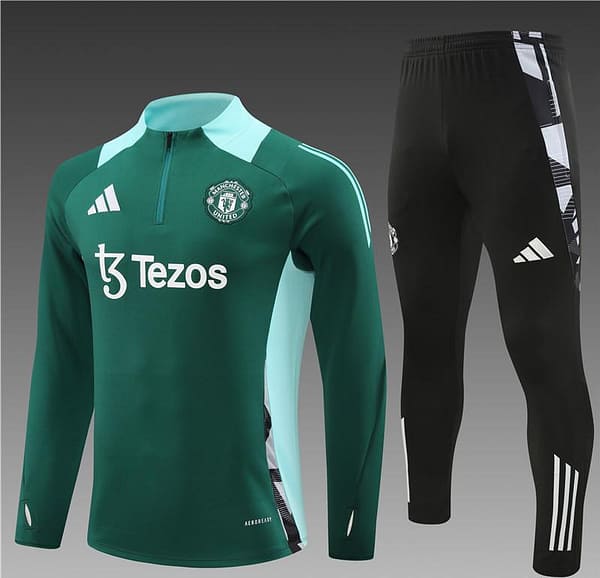 24/25 Manchester United Green Half Zipper Jacket+Long Pants